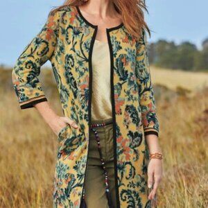 Peruvian Connection Chintz Floral Cardigan Sweater Small.
